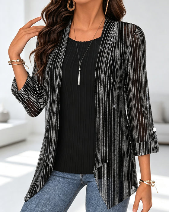 Bluse Fake Todelt Linje Tryk