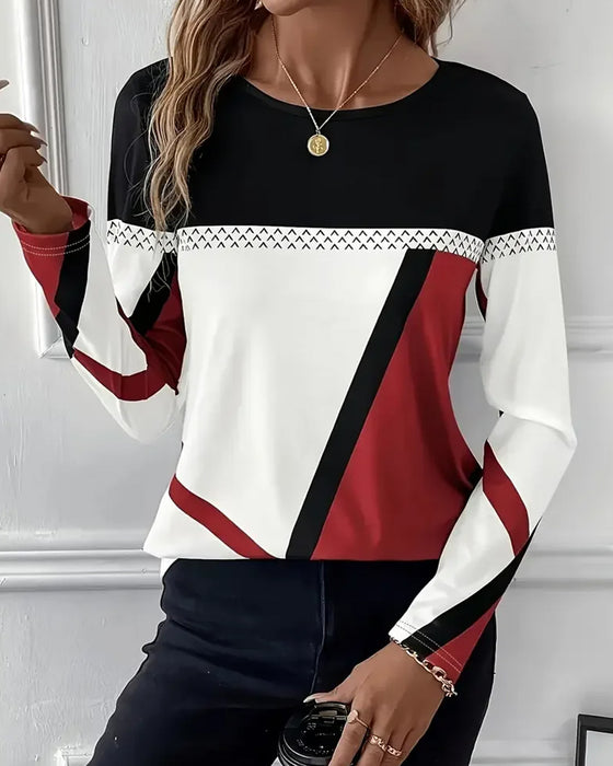 T-shirt med rund hals og lange ærmer, afslappet print