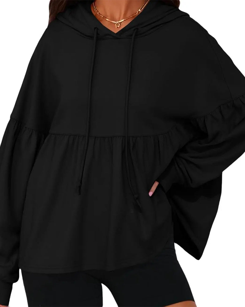 Sweatshirt Hætte Snørebånd Løs