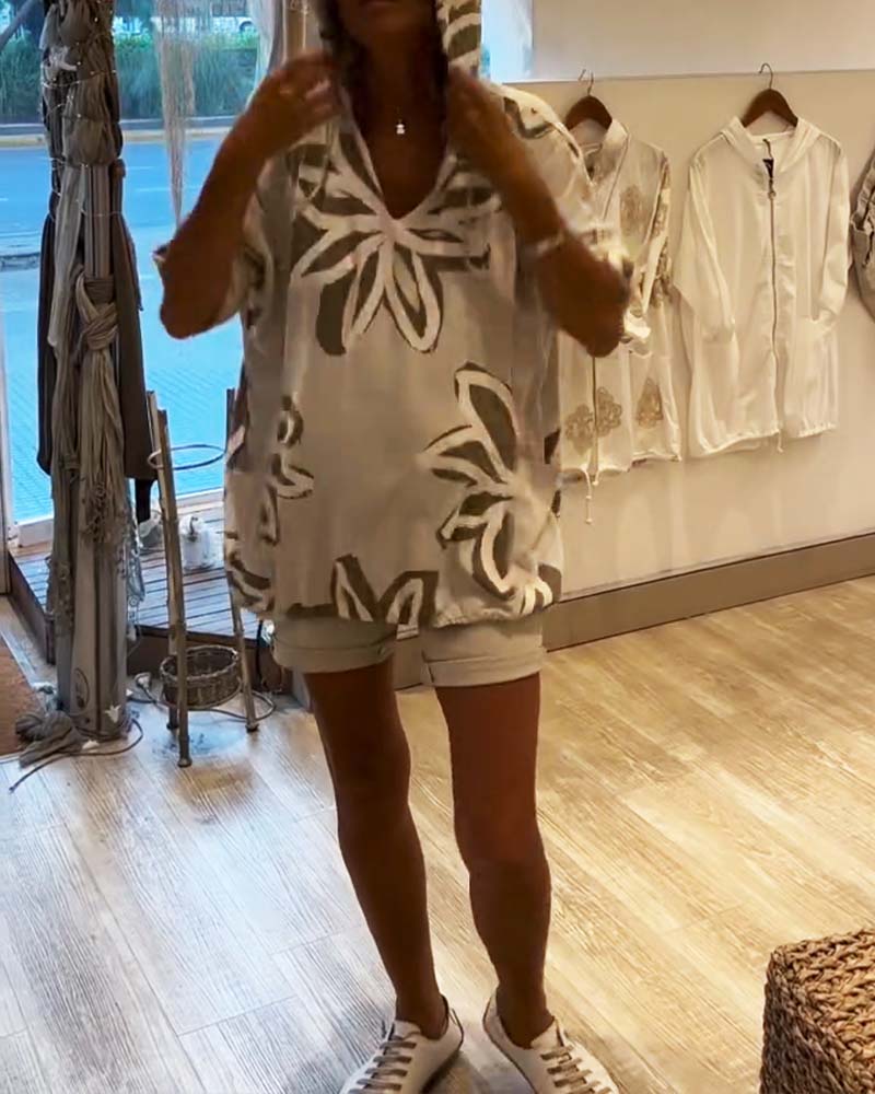 Hættetrøje Moderne Langærmet Trykt