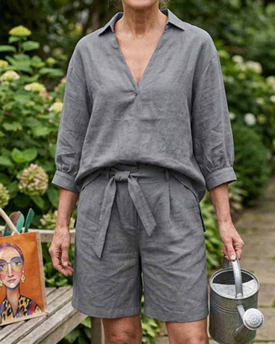Sæt Ensfarvet Casual Shorts