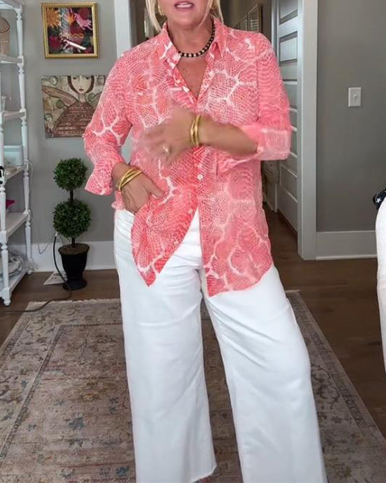 Blus Med Knappet Og Struktureret Egenskaper