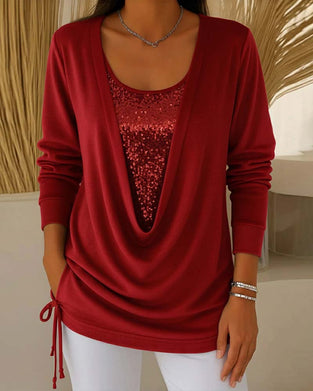 Paljettop I Kontrastfarver Med Todelt Look