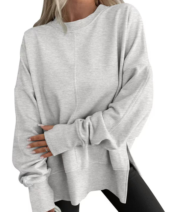 Sweatshirt Side Slids Rund Hals Løs