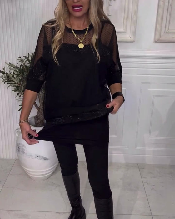 Bluse Mesh Langærme