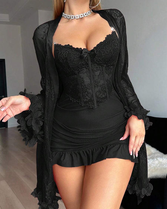 Kjole Blonde Cover-Up Spaghettistropper Blondekant Pyjamas