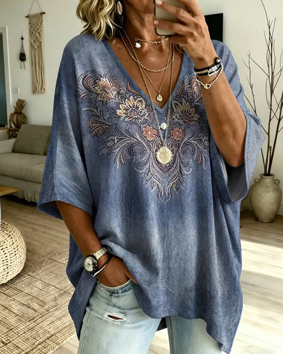 Bluse V-Hals Casual Trendy