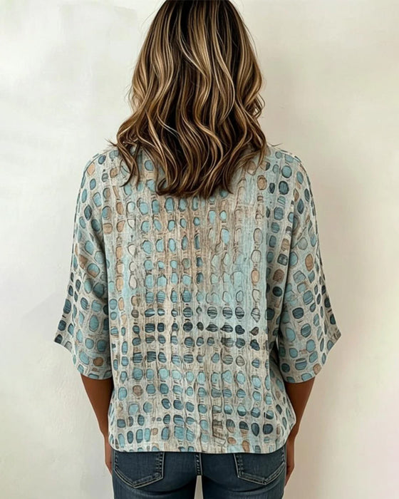 Bluser Rund Hals Kortærmet Polka Dot