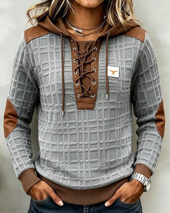 Hoodie Bindebånd Farveblok