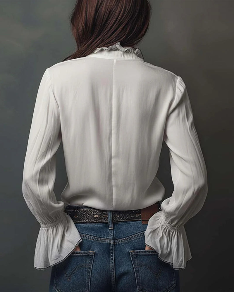 Bluse Stålskaftet Krave Klokkeærme