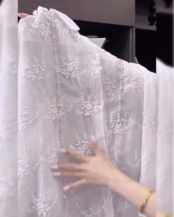 Skjorte Ensfarvet Broderet Drop Skulder