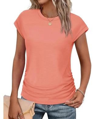 T-Shirt Side Rynkning Kort Ærme