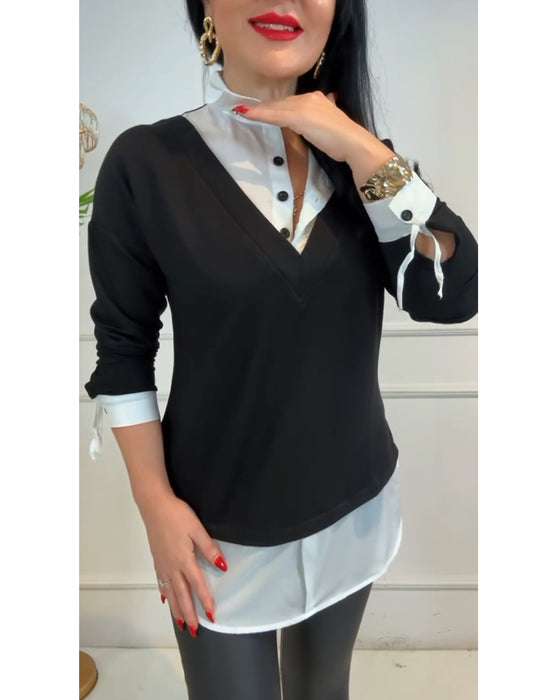 Top Sort Og Hvid Patchwork Krave