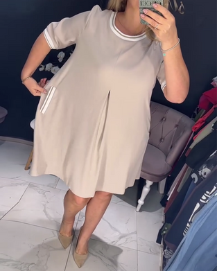 Kjole afslappet elegant rund hals lomme