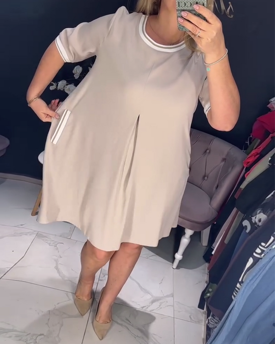 Kjole afslappet elegant rund hals lomme