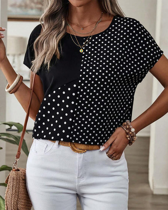 T-shirt Rund Hals Polka Dot Print