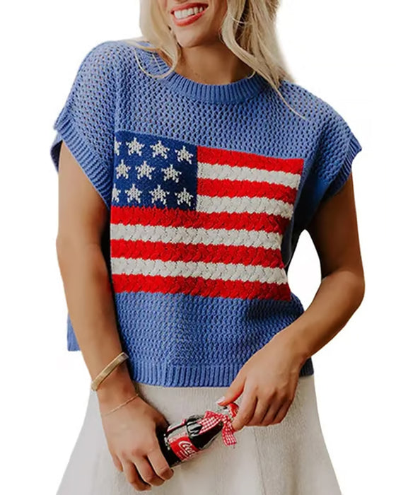 Pullover Flag Mønster Crewneck