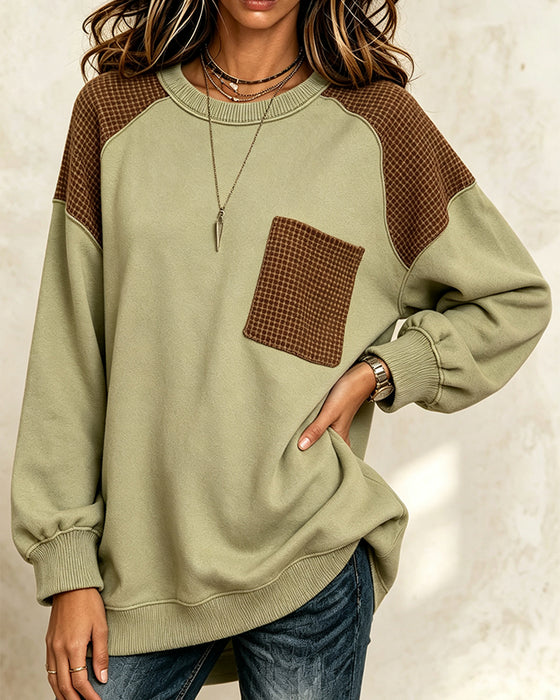 Sweatshirt Rund Hals Kontrast Casual
