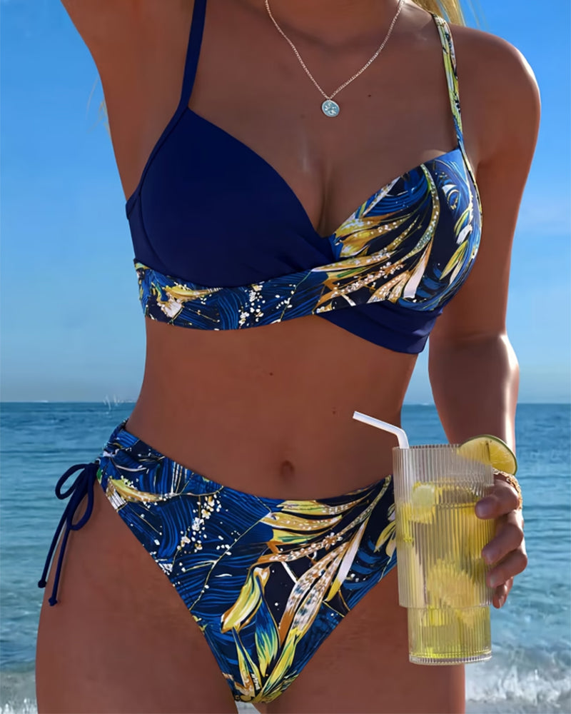 Bikini Tropisk Tryk Sidebinding Sexet