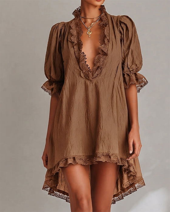 Kjole Blonde Patchwork Asymmetrisk