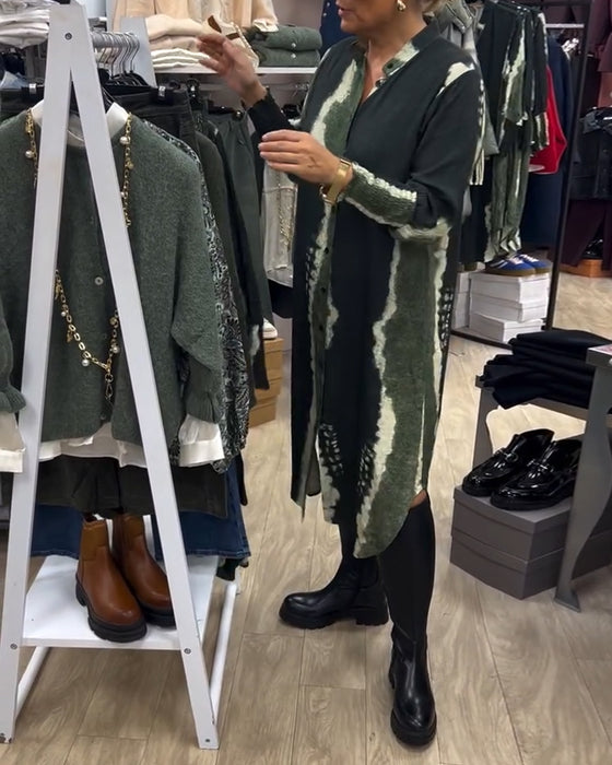 Ståkrave skjortekjole med trykknapper