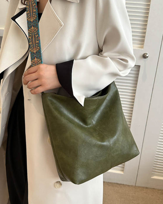Vintage bucket bag med stor kapacitet og skulderstrop