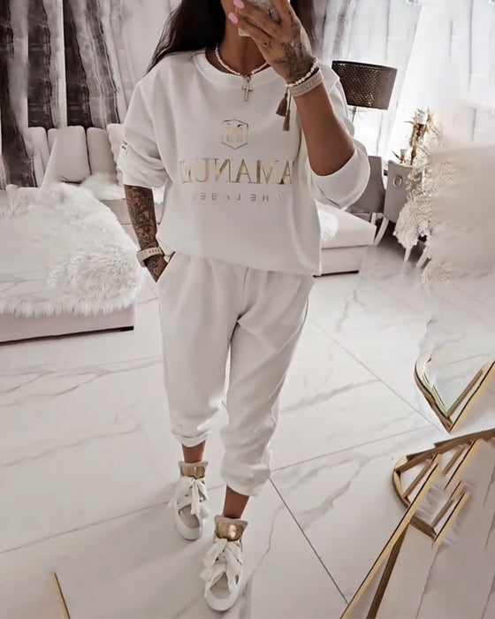 Sæt Sporty Casual Trykt To-Delts