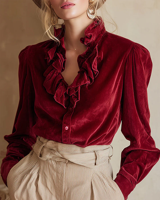 Top Med Volangdetalj Och Pufferm Design