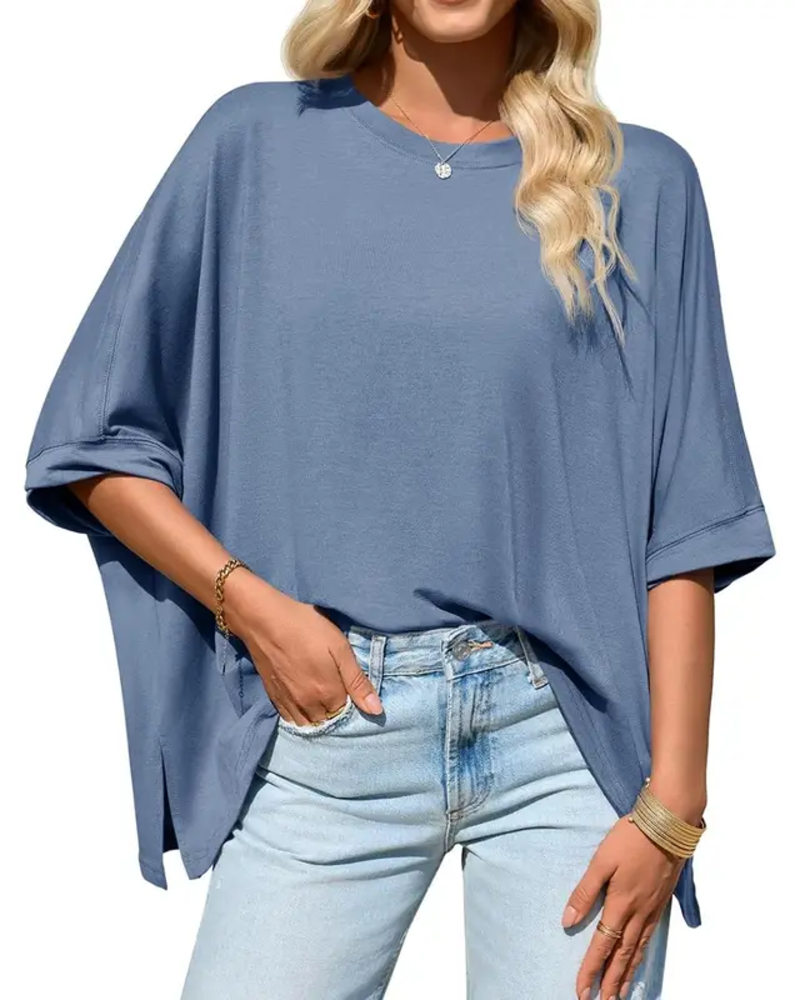 T-Shirt Loose Fit Hverdag Flagermusærme
