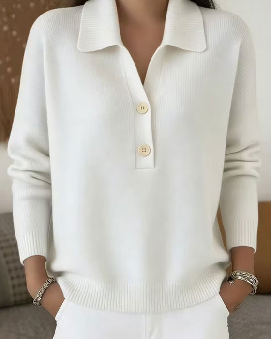 Pullover Halvknap Knap Casual