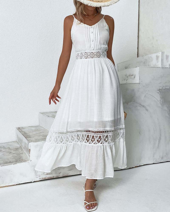 Hvid elegant kjole med blondepanel