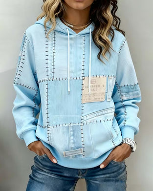 Løstsiddende Hættetrøje Med Farveblokning