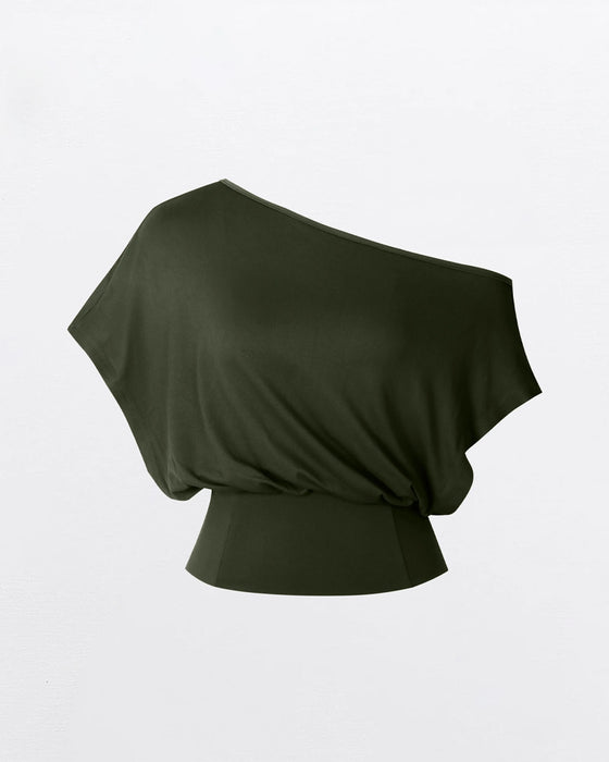 T-Shirt Asymmetrisk Kant Tætsiddende Flagermus