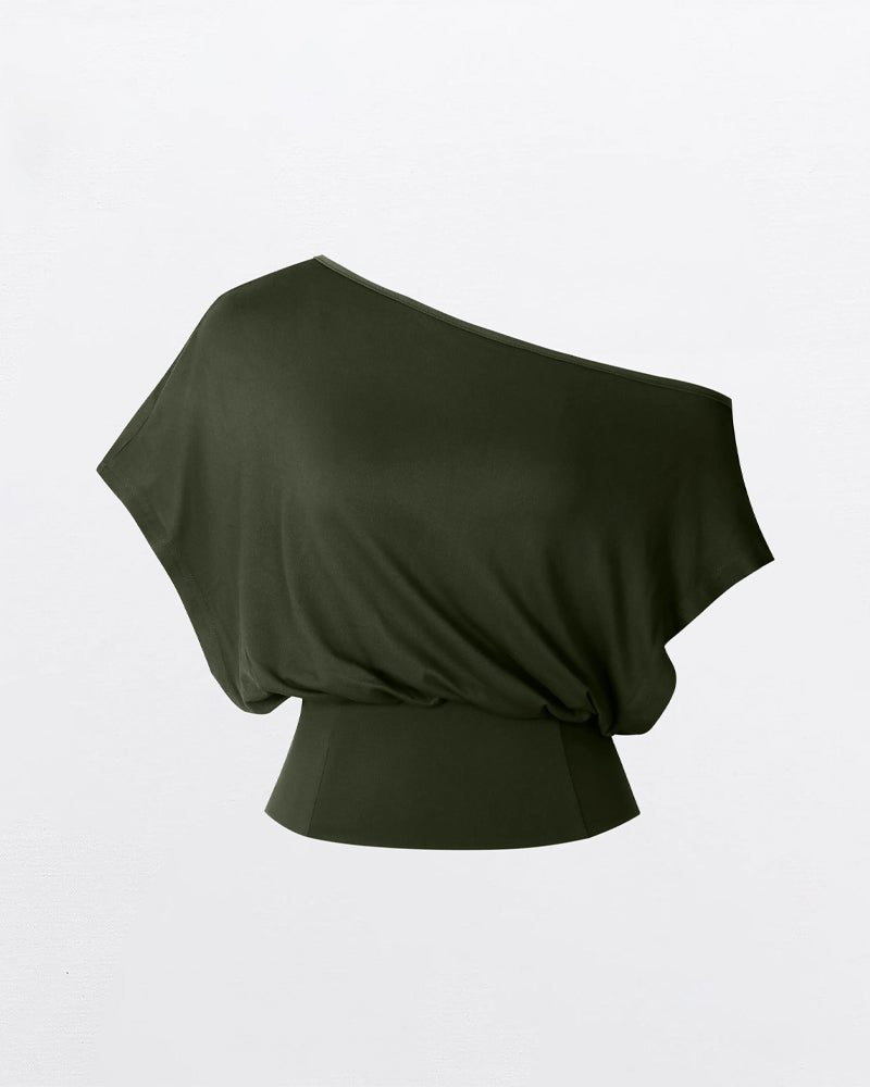 T-Shirt Asymmetrisk Kant Tætsiddende Flagermus