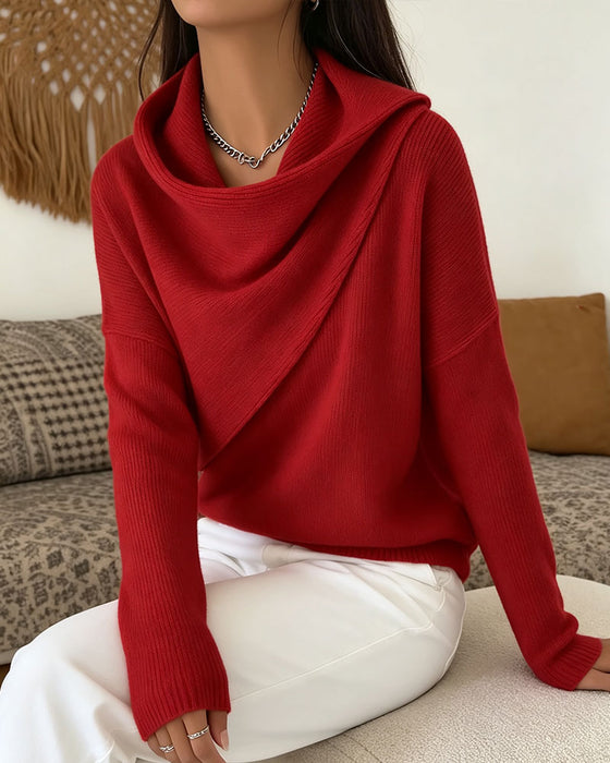 Pullover Stilfuld Mock Hals Lang Ærme Strikket