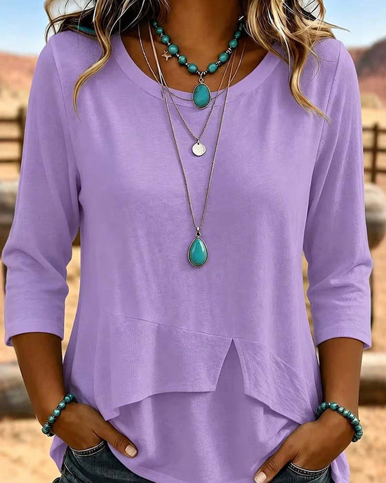 Top Crew Hals Patchwork Asymmetrisk Søm