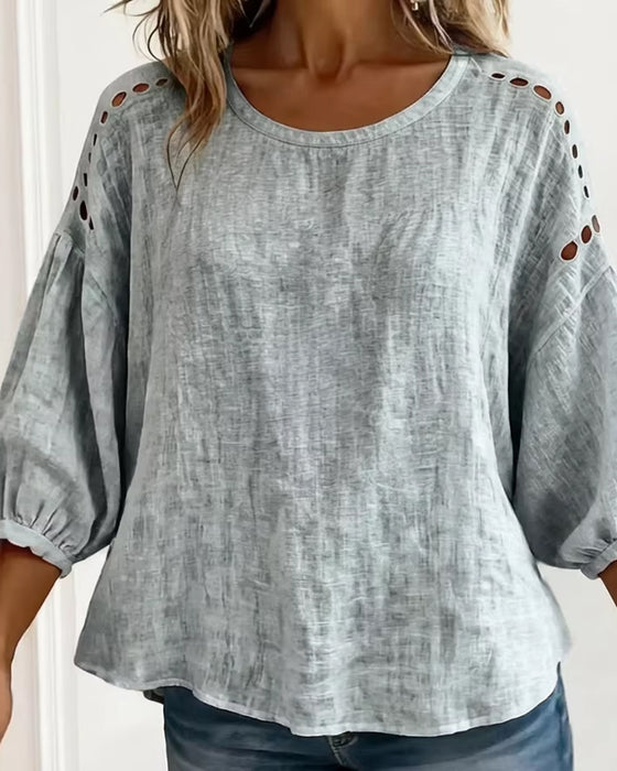 Bluse Udhullet 100% Bomuld