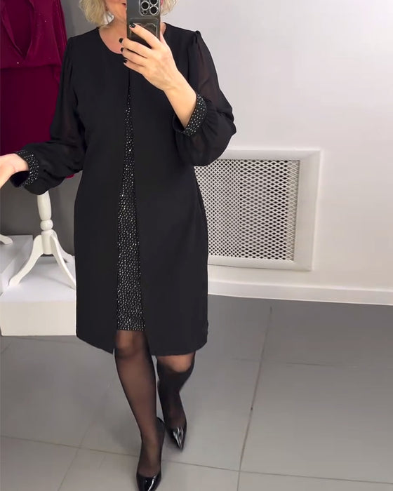 Kjole Rund Hals Diamant Panel