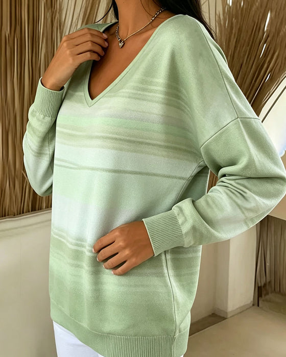 Sweatshirts V-Hals Lang Ærme Ombre