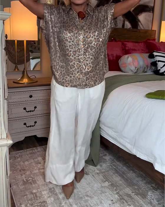 Bluse afslappet leopardprint