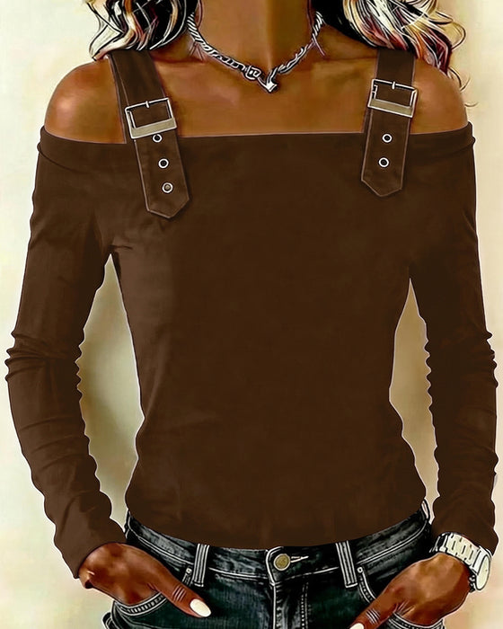 Top Lang Ærme Off-Shoulder Kamisol