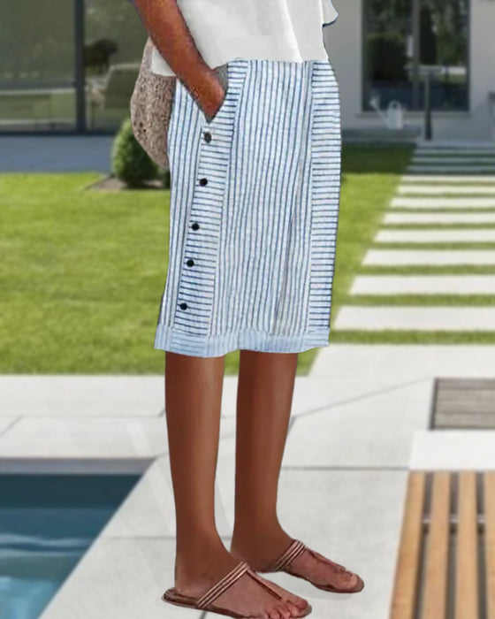 Shorts afslappet stribet lomme