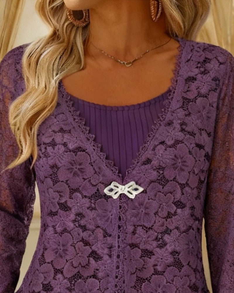 Langærmet Faux Todelt Top