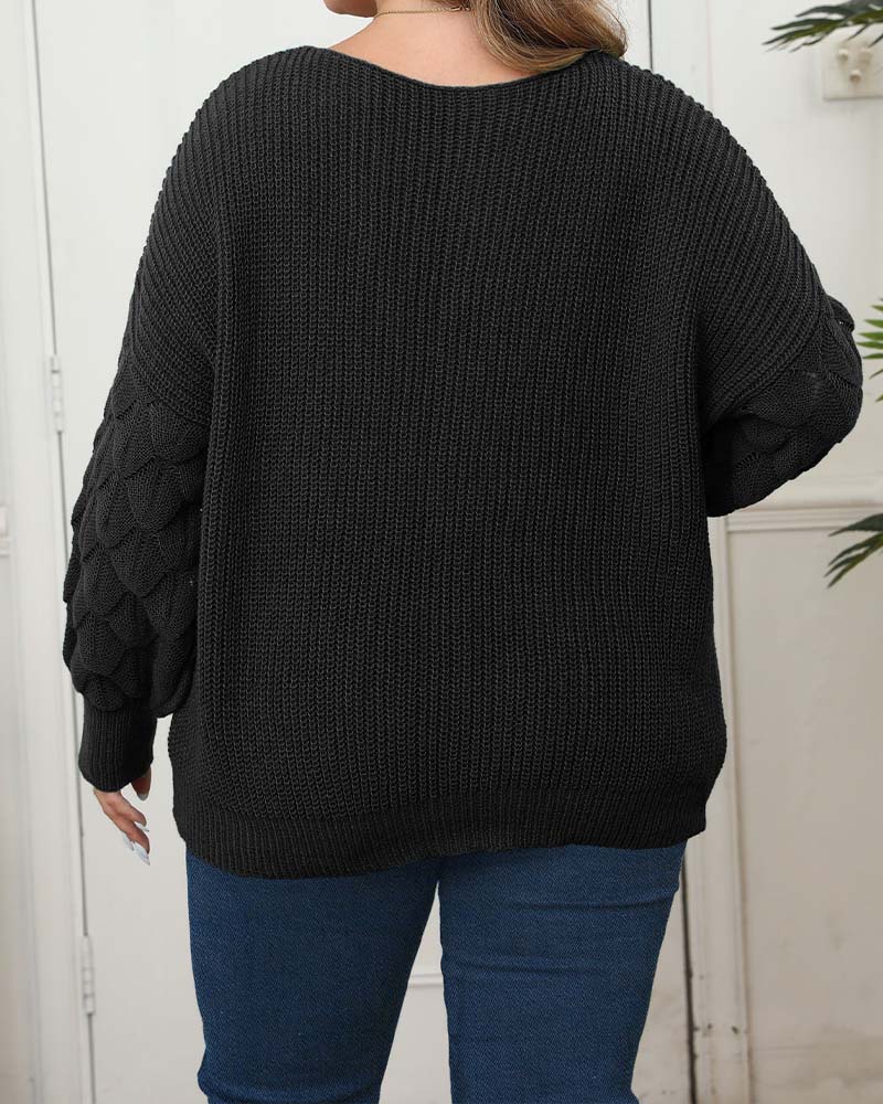 Pullover Pufærme V-Hals Strikket