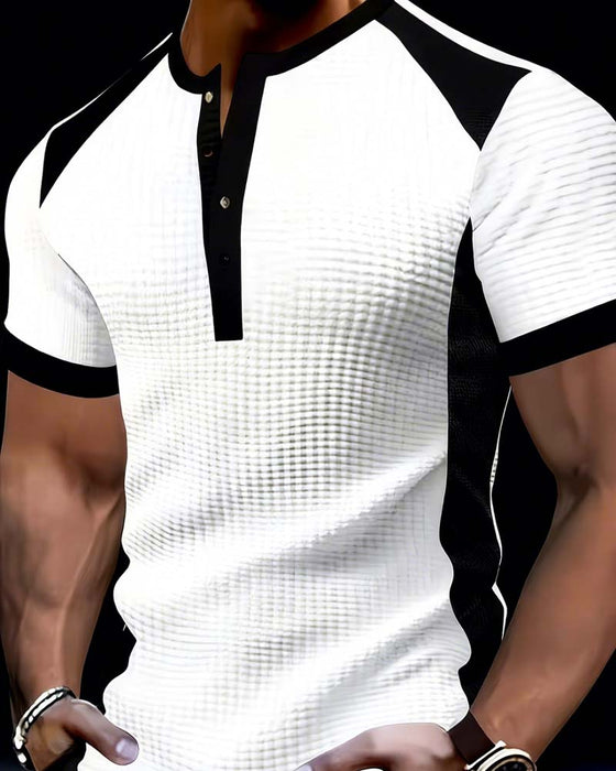 T-Shirt Herre Farveblok Vaffel