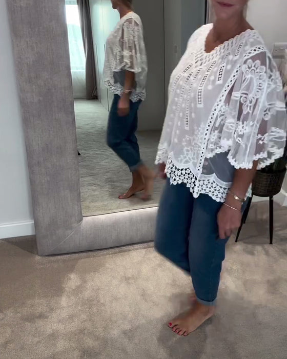 Bluse V-Hals Stilfuld