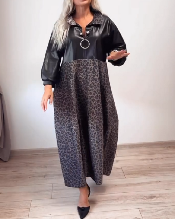 Kjole Med Leopardtryk Og Lappearbejde