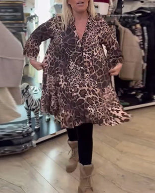 Kjole Langærmet Leopardprint