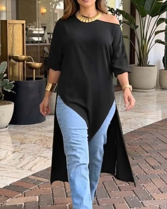 Bluse Enskulder Asymmetrisk
