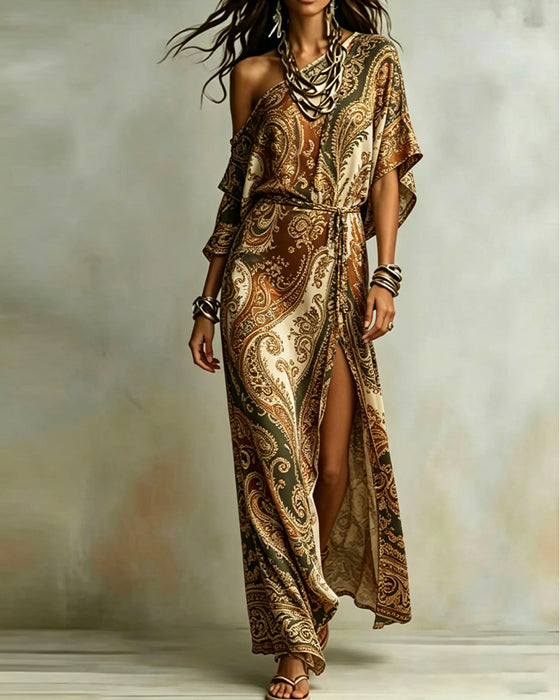 Kjole Paisley Enskulder Slips Slids Maxi